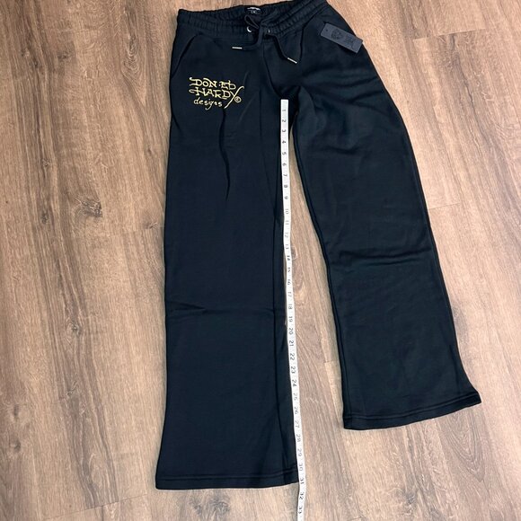 NEW Ed Hardy Tiger Tattoo Wide Leg Black Jogger Sweatpants Y2K - Picture 8 of 12